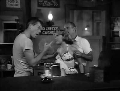 Lee Marvin & Terry Moore in Shack Out On 101 - 1955